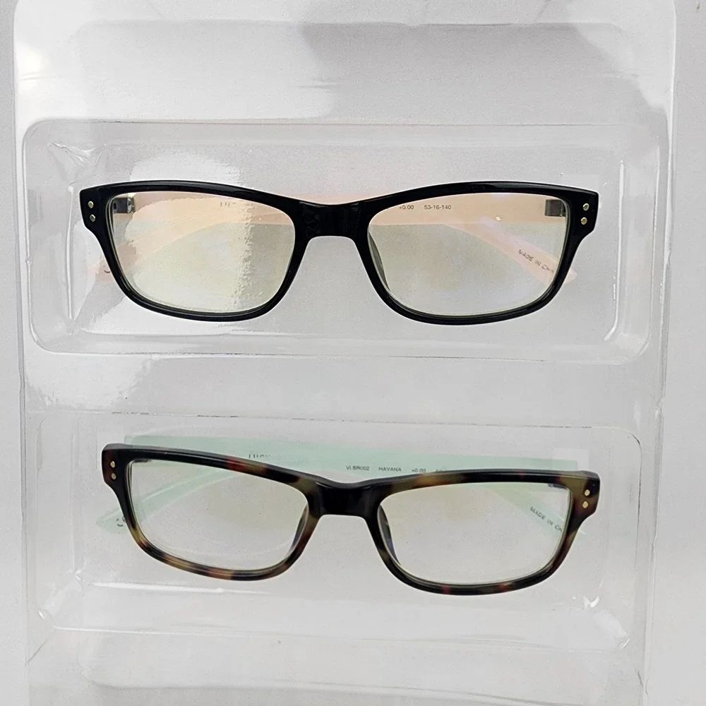 2 Pair Lucky Brand Blue Light Filtering Glasses +0.00 Tortoise Pink & Teal style